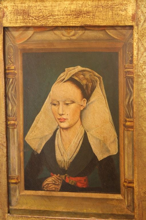 Polychromed Portrait of a Lady (after Weyden) in Tabernacle Frame