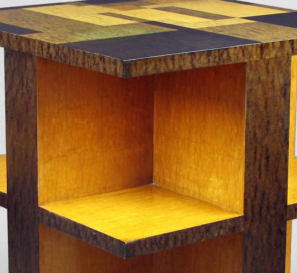 French Constructivist Part Ebonized Burlwood Table For Sale