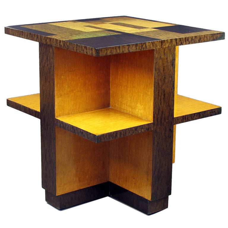 Constructivist Part Ebonized Burlwood Table For Sale