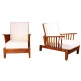 Pair Victor Courtray Cerused Oak Lounge Chairs