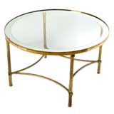 Circular Brass Coffee Table w/ Fluted Legs
