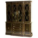 Chocolate and Gold Aged Mirror Breakfront
