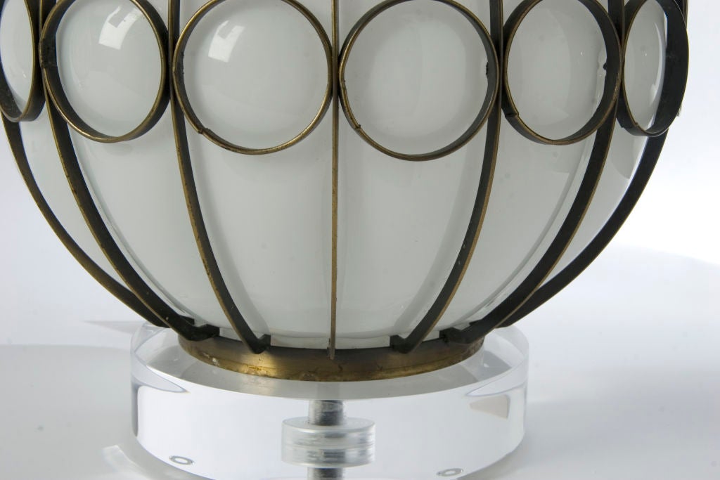 Large Fluted Vase Lamp with Circle Motif