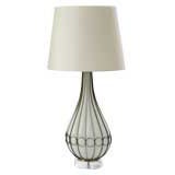 Large Fluted Vase Lamp with Circle Motif