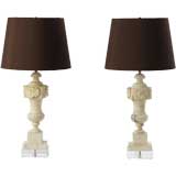 Vintage Alabaster Urn Lamp on Acrylic Base