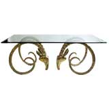 Large Ram's Head Table With Glass Top