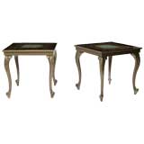 SALE!  Square Side Table with Reverse Painted 
Gold Glass Top