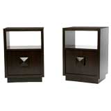 Pair of Side Tables with Large Faceted Door Pulls