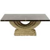 Half-Moon Pedestal Base Coffee Table