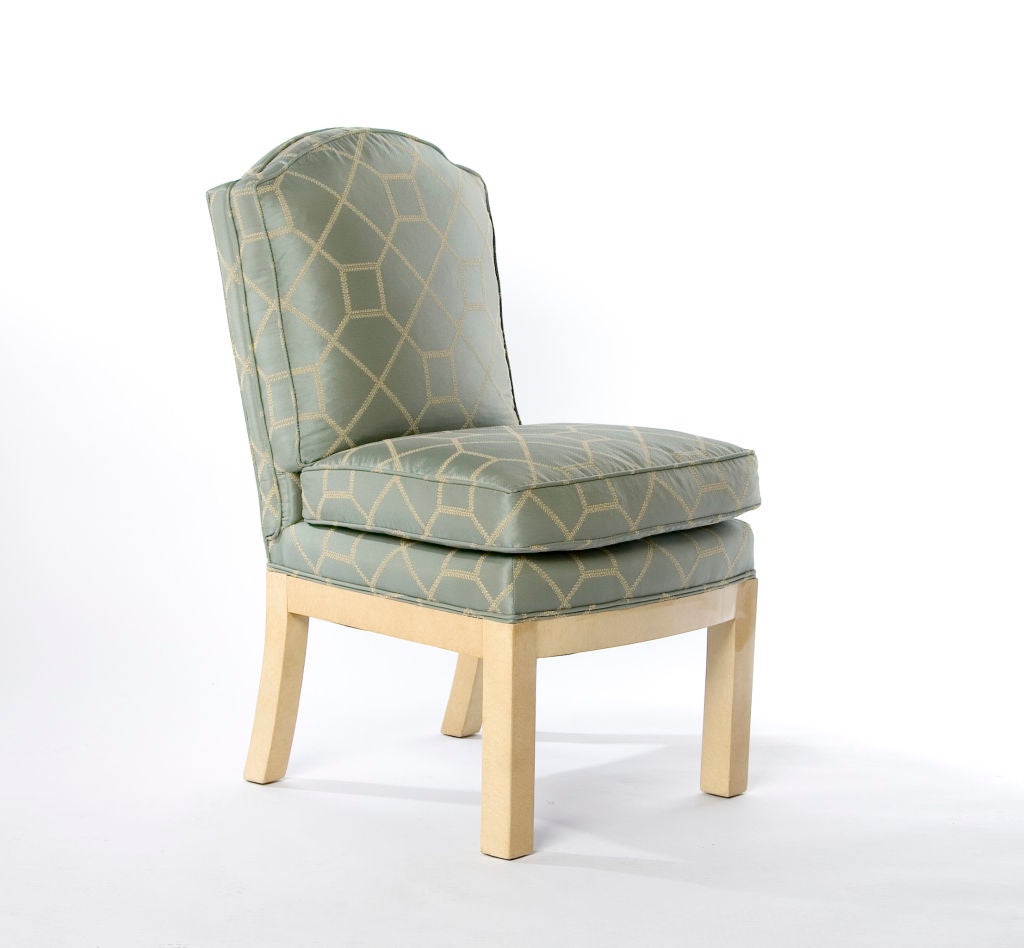 Pair of Fret-Work Upholstered Slipper Chairs