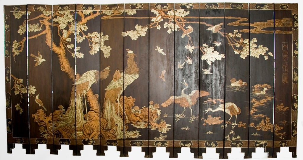 Twelve Panel Chinoiserie  Screen