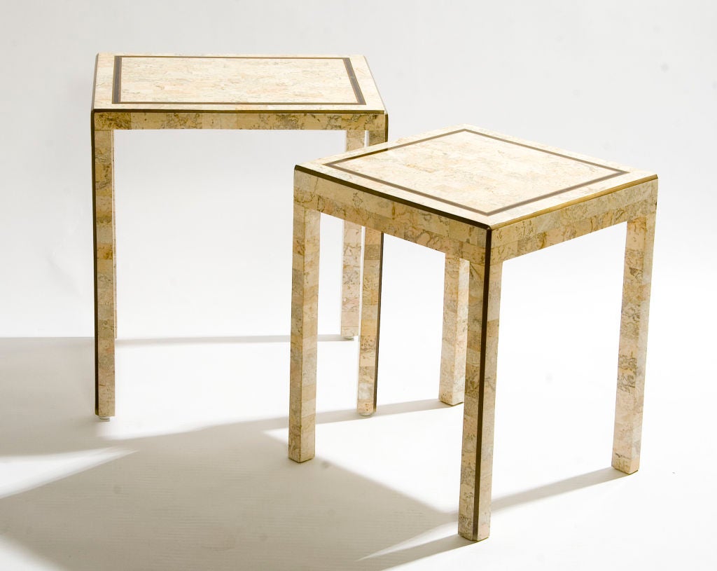 Pair of Fossilized Stone Nesting Tables by Maitland-Smith