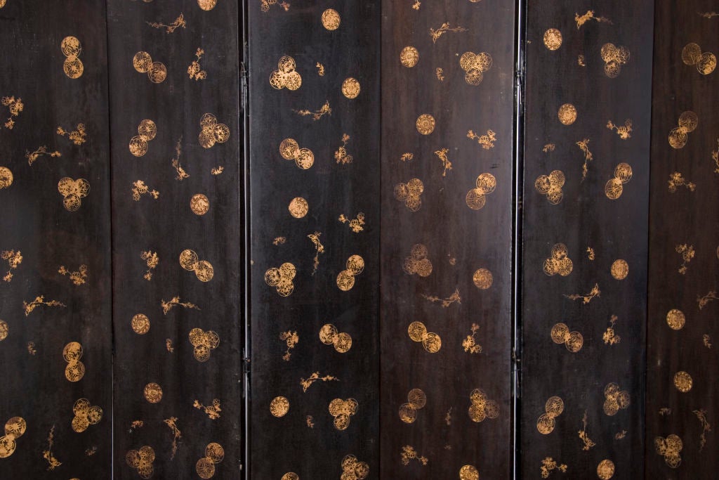 Twelve Panel Chinoiserie Screen  / Reverse Side