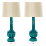 Turquoise Crackle Chinoiserie Lamp