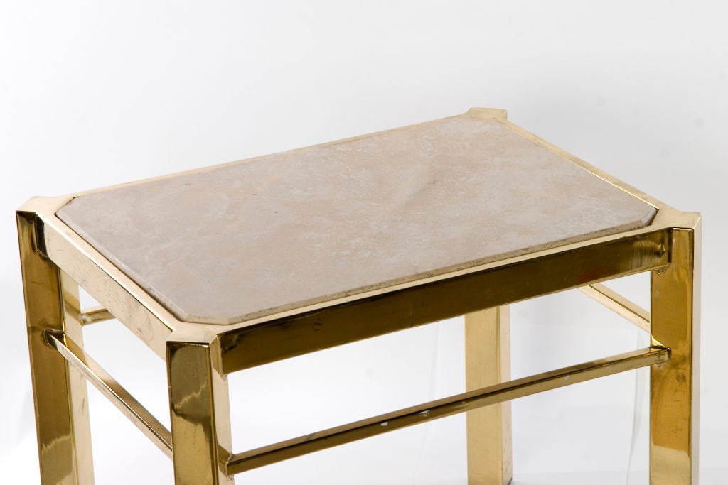 Brass and Limestone Side Table