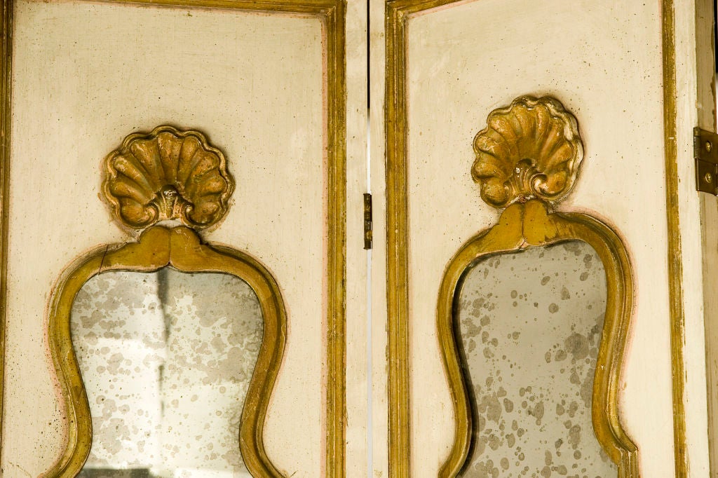 Painted Eight Panel Mirrored Screen