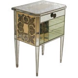 Vintage Eglomise Side Table with Floral Imagery