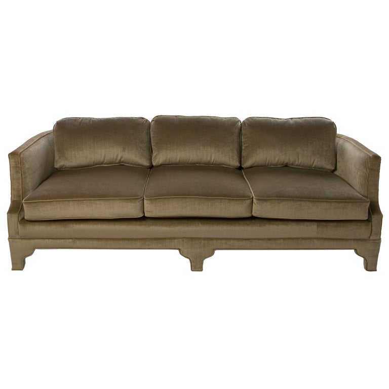 Curved Back Sofa with Fretwork Legs
