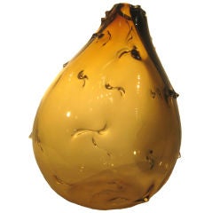 Amber-Olive "Stone" Glass Vessel by John Pomp