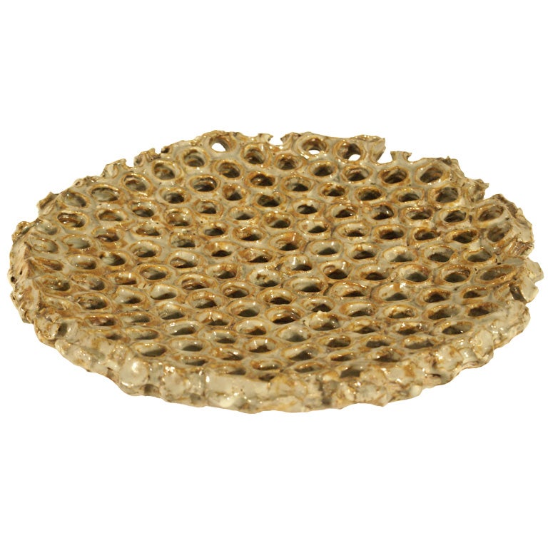 SALE! Green 
Brown Honeycomb Plate by Peter Lane
