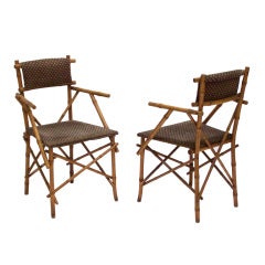 Vintage Thonet Bamboo-style Arm Chairs