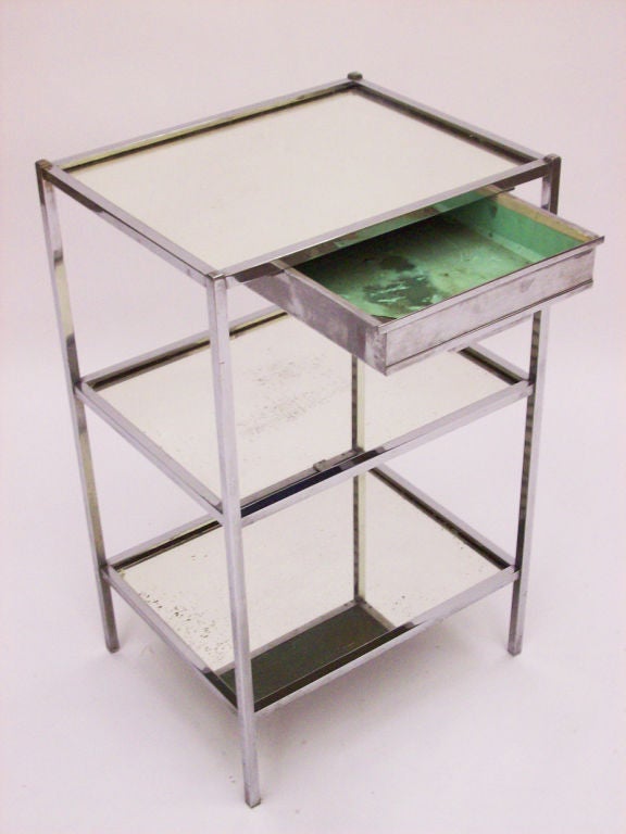 Three Tier Chrome & Mirror Table attributed to Jacques Adnet