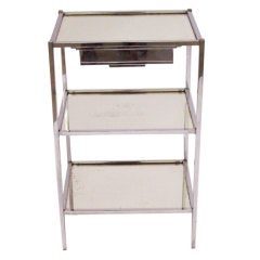 Vintage Three Tier Chrome & Mirror Table attributed to Jacques Adnet