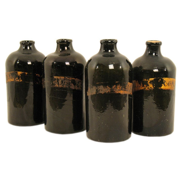 Set of Four French Apothecary Bottles For Sale