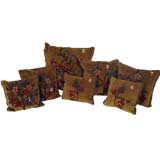 Velvet Arts and Crafts pillows with Floral Applique