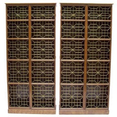 Pair of Regency Style Brass Mounted Mahogany Bookcases