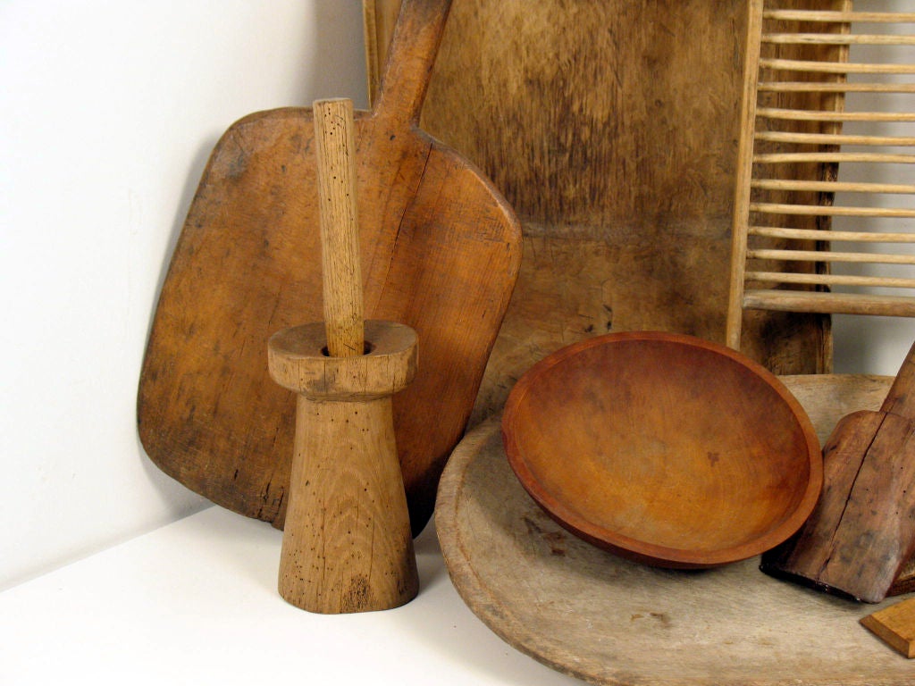 20th Century Assorted Wood Kitchen Implements For Sale