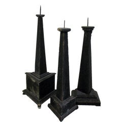 Antique Set of Three French Candle Holders