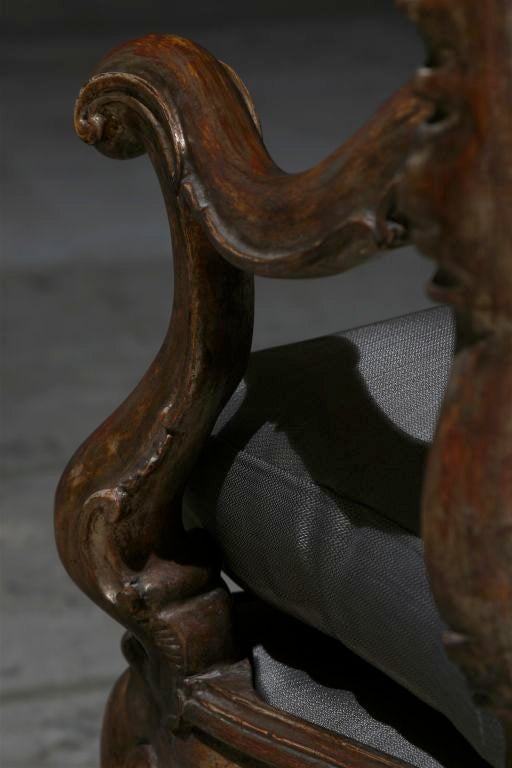 18th Century and Earlier Venetian Arm Chair in Silver Gilt