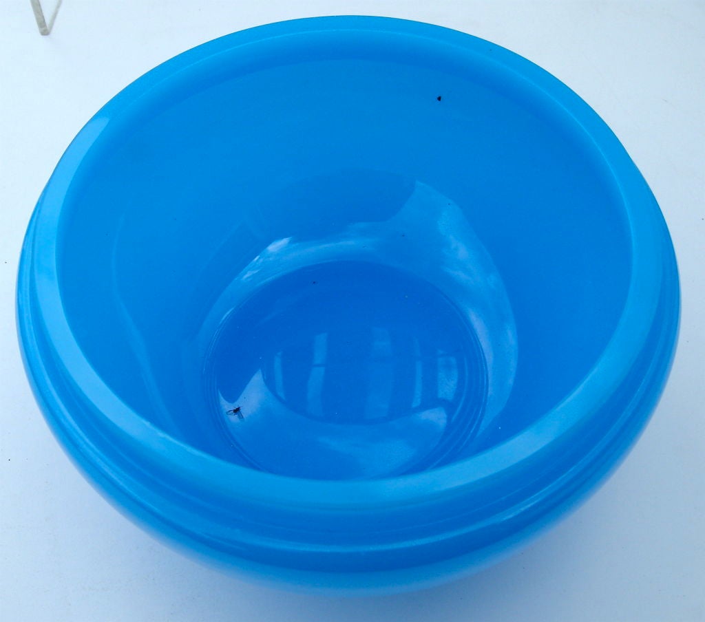 Mid-20th Century Blue Opaline Apple Container