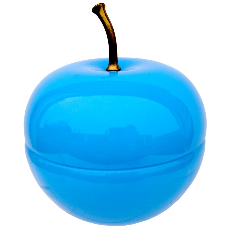 Blue Opaline Apple Container