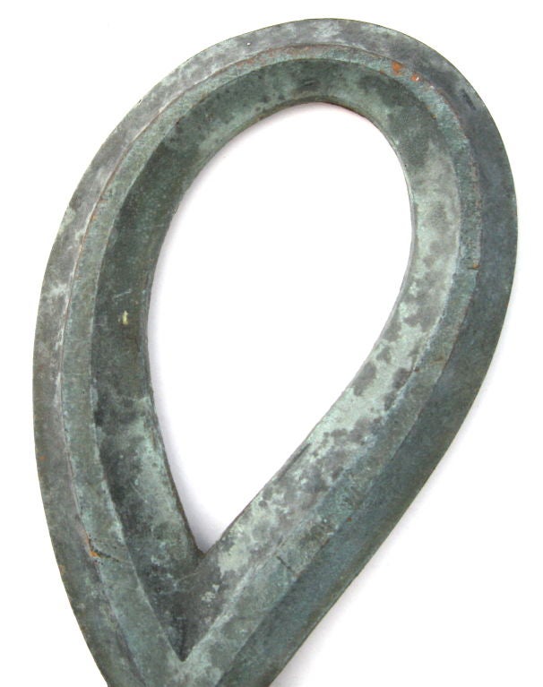 A bold and fluid, vintage bronze ampersand. Great time worn patina, displaying a beautiful, soft blue/green finish.  A stylish example of early, cast architectural lettering.