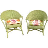 Antique Colorful Wicker Chairs