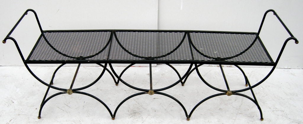 Extra long, highly decorative iron bench.  Nice details.  Very sculptural.