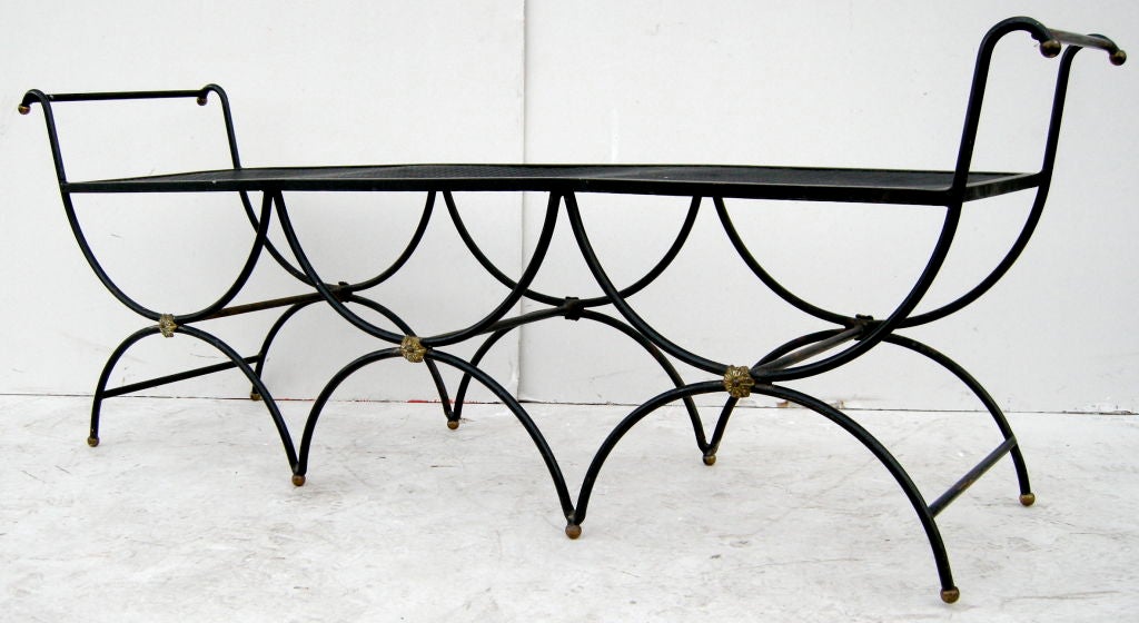 Mid-20th Century Long Italian Iron Bench