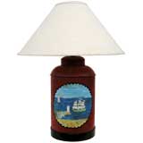 Vintage Nautical Inspired Folk Art Lamp
