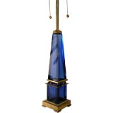 Vivid Blue Murano Glass Obelisk Lamp