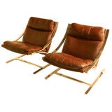 PAIR OF COGNAC LEATHER PAUL TUTTLE "Z" CHAIRS