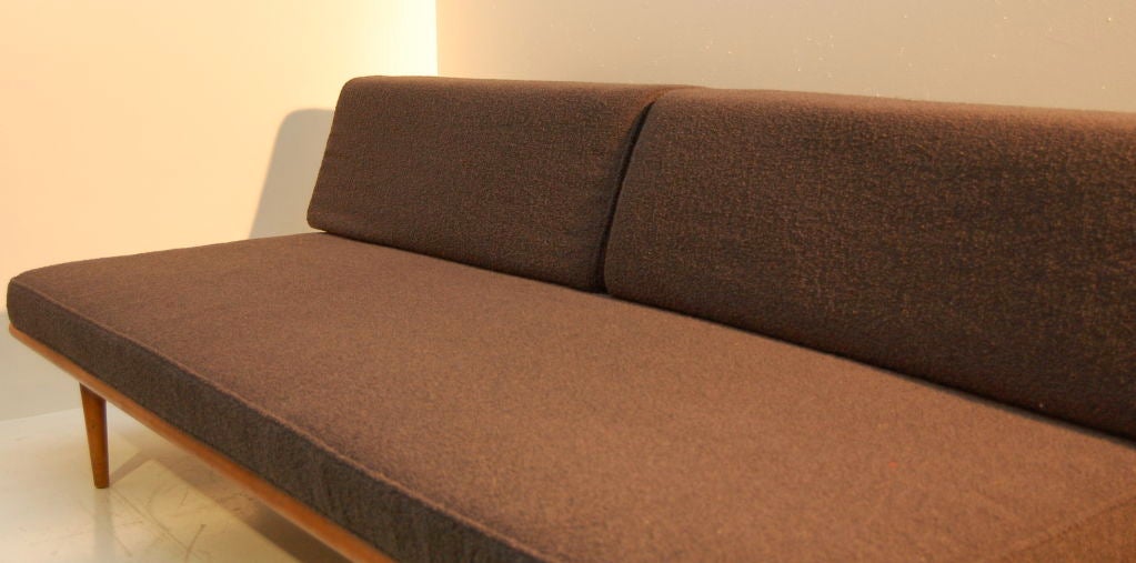 Vintage George Nelson Daybed with new cushions covered in dark grey Bute Tiree sympathetic fabric , rear 2 can be removed for use as occasional bed , underside is sprung frame , nice condition with original early Herman Miller label to underside .