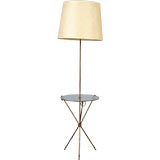 Brass standard lamp with glass table