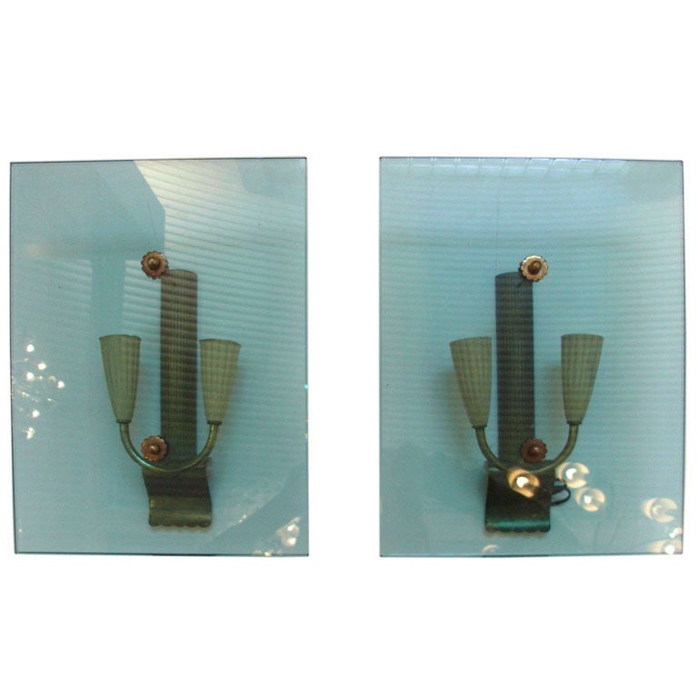 Pair of Italian glass wall sconces For Sale at 1stdibs