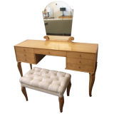 Vintage French maple dressing table with stool