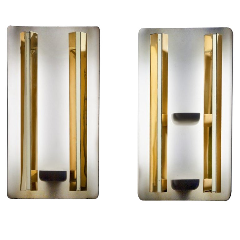Pair Of Rare Wallights Designed By Gio Ponti For Sale