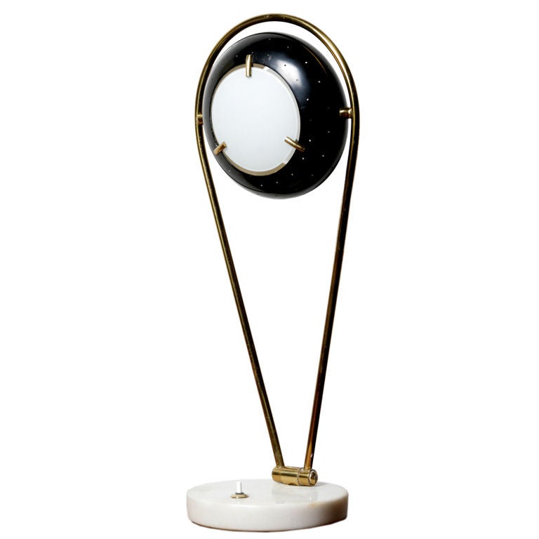 Articulated black painted table lamp designed by Angelo Lelli For Sale