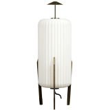 Brass and opaque glass table lamp