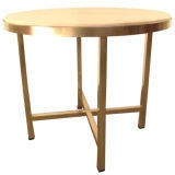 Brass and travertine drinks table